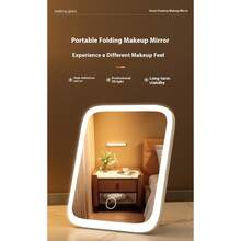 LED Lighted Makeup Mirror With Adjustable Stand, Foldable & Portable Travel Mirror, 3 Color Modes, Vanity Toilet Mirror With Dimmable Touch Screen, 360° Rotation, USB Rechargeable, Great Gift For Valentine's Day, Mother's Day, Girls, Graduation