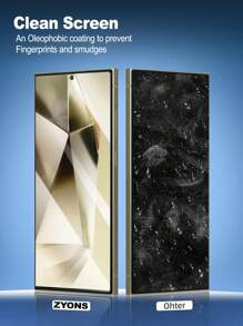 ZYONS 3 件装 9D 兼容三星 Galaxy HD 指纹解锁屏幕保护膜，兼容三星，支持指纹解锁，兼容三星 Galaxy S25 Ultra/S25+/S25/S24 Ultra/24 Plus/24/23/22/21，全覆盖，防指纹，防摔，防刮擦，生日、家人、朋友礼物，手机屏幕保护膜，手机配件屏幕保护必需品，适用于日常防护、办公室、家庭防水钢化玻璃防震