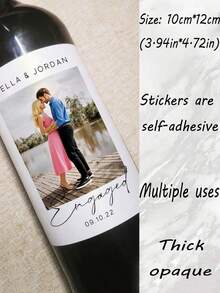 Custom Photo Wine Bottle Stickers, Personalized Stickers, Wedding Stickers, Anniversary Stickers, Multi-Purpose Stickers, Suitable For Anniversaries, Birthdays, Weddings, Parties, Daily Use, Graduation Gifts, Great Gifts For Boyfriends, Girlfriends, Fathers, Mothers, Teachers, Colleagues - Multicolor - View 3