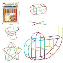 80/150/200PCS Straw Constructor Set Toys STEM Building Toys Straw Toy, Interlocking Plastic Toys Engineering Thin Tube Blocks Toy Educational Kit For Kids Toy For Boys And Girls Gift - Multicolor - View 5