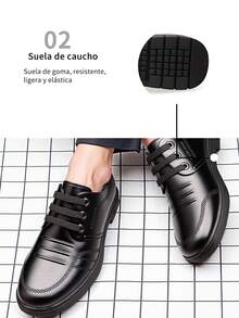Hombres de moda de color sólido de negocios negro Inglaterra estilo zapatos formales, zapatos casuales versátil, suela blanda cómoda casual zapatillas de deporte, simple de moda y elegante, se ve como un caballero temperamento, adecuado para la celebración de bodas,adecuado para la celebración de bodas, anfitriones, banquetes, fiestas, trabajo de negocios y ropa casual diaria anfitriones, banquetes, fiestas, trabajo de negocios y ropa casual diaria - Negro - Ver 6