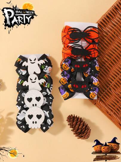 bilicaca 4pcs Halloween Girls Hair Clips, Halloween Elements Party Hair Clips, Suitable For Halloween Use