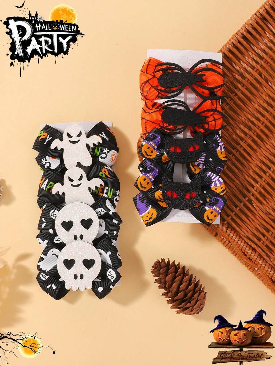 bilicaca 4pcs Halloween Girls Hair Clips, Halloween Elements Party Hair Clips, Suitable For Halloween Use