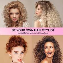 1pc No-Heat Hair Curler, Faux Silk & Sponge Material, 160cm Length, Dense Wavy Design, Gentle On Hair, Suitable For Home, Sports, Sleep, Slouchy Curling, Suitable For Home, Sports, Travel,Back To School,Travel Holiday Essentials,Hair Accessories For Women - Dusty Pink - View 6