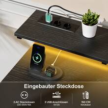 HLONONE Computertisch 120 * 50 * 74 cm mit 8 Aufbewahrungsschubladen, Gaming-Schreibtisch mit LED-Beleuchtung und USB-Steckdosen, Home-Office-Tisch mit Monitorständer, Schreibtisch für Schlafzimmer oder Arbeitszimmer, in 4 Farben erhältlich