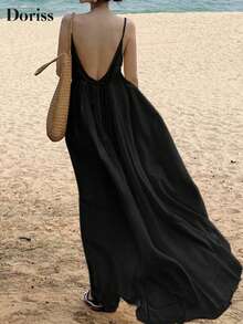 Váy dây mảnh hở lưng Doriss dành cho nữ - màu đen - Xem 1