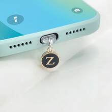 1pc Dust Plug Black Pendant With 26 English Initial Letters On Both Sides, Alphabet Phone Dust Plug Charging Port Dust Plug Compatible With Apple Interface Type-C Dust Plug