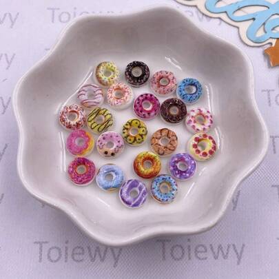 30pcs Mixed Resin Colorful Cute Mini 3D Simulated Donuts Flat Back Stone Scrapbook DIY Jewellery Fashion Decor Crafts Accessories