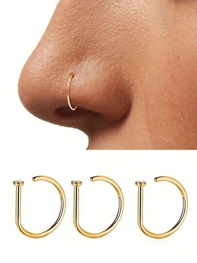 Clip On Non Piercing Nose Nail, Punk Hip-Hop Interchangeable Gold/Silver Nose Nail | Adjustable And Reusable, Suitable For Both Men And Women