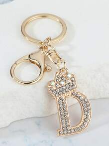 1 件休闲街头风格英文字母钥匙扣，带 26 个水钻字母，闪亮字母装饰钥匙扣，优雅的手提包、背包饰品，完美的礼物汽车配件可爱哥特 Y2k