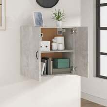 Larryhot Mobiletto dA, Parete Grigio Cemento 60x31x60 cm in Legno Massello, Bello e Pratico, Ideale per Riporre e Decorare la Casa - Grigio - Visualizzare 3