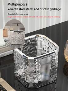 1个迷你塑料垃圾桶盖，带弹出式盖子，紧凑型桌面垃圾桶，方形塑料垃圾桶，适用于家庭办公室、客厅和浴室 - 彩色 - 查看 6