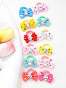 Bộ 197 chiếc dây buộc tóc hoa đính đá nhiều màu sắc, độ đàn hồi cao, bền chắc, không gây hư tổn tóc, kẹp tóc đa năng, thích hợp sử dụng hàng ngày, làm quà tặng. - Nhiều màu - Xem 4