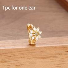 1 Peça Brinco Argola Pequena com Zircônia, Brinco Dourado 18K com Florzinha, Brincos de Cartilagem, Labrete, Tragus, Hélix, Joias de Piercing