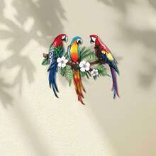 [Charming Iron Parrot Sculpture] 11.81" Iron Metal Parrot Wall Art - Charming Sculpture For Indoor & Outdoor Decor - Living Room, Patio, Or Balcony