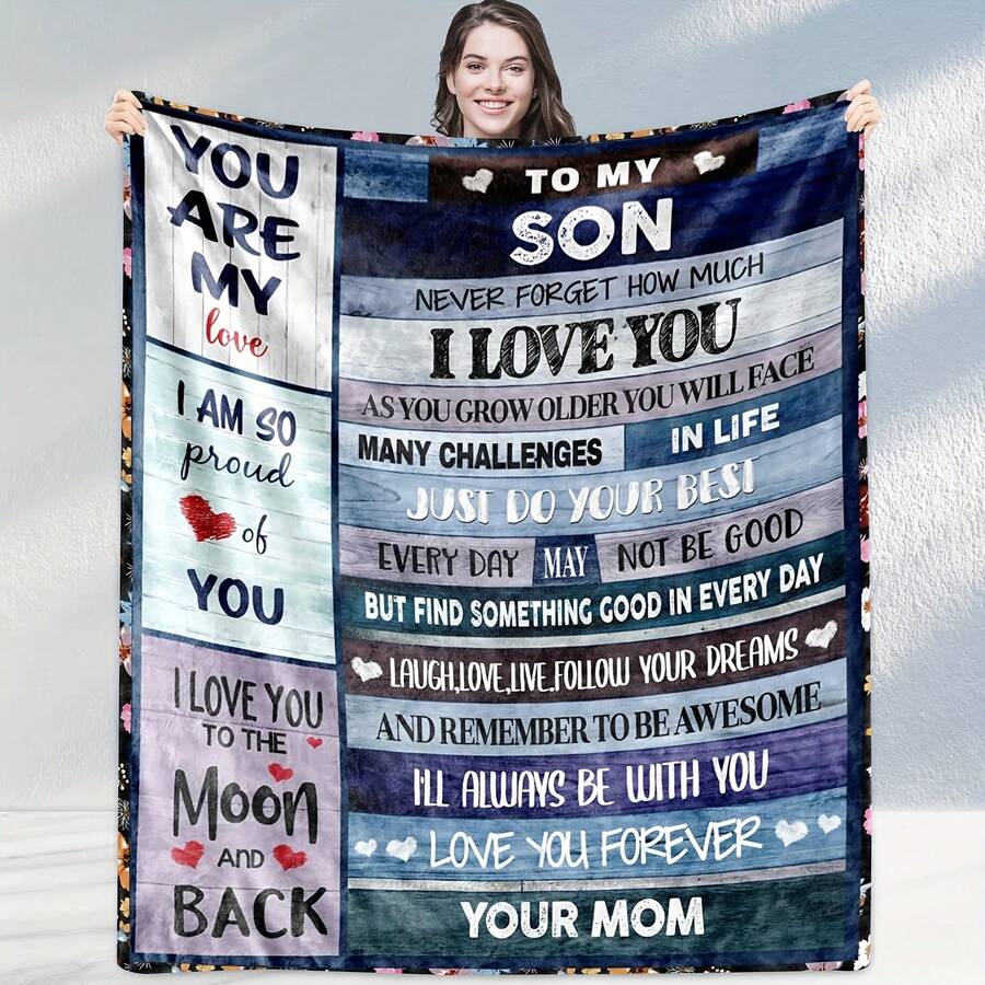 Cozy And Soft Flannel Blanket - A Loving From Mom To Her Son!280gsm Room Decor Home Essentials Decor Bedroom