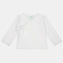 SET DE 3 CAMISETA PLAYERITA INTERIOR DE ABROCHADO CRUZADO MANGA LARGA PARA BEBE EN TELA SUAVE, UNA PRENDA UTIL PARA ARROPADO Y FRESCO - Blanco - Ver 3