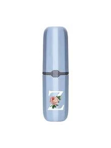 1pc Printed Rose Letter A-Z Blue Portable Toothbrush Holder, Keep Your Toothbrush Clean And Anytime, Anywhere! Travel Toothbrush Storage Box, Portable Toothbrush Cup Sleeve, Multi-Functional Toothbrush Cup, Travel Wash Cup, Toothbrush And Toiletries Storage Set, Suitable For Travel, Camping, Business Trip, School, Dorm Storage, Student Gift, Family Gift. - Blue - View 29