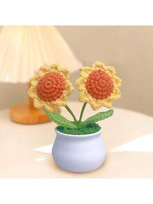 3pcs Het Flower Pot, Daisy Tulips And Forget Me Not Small Potted Flowers, Gifts For Mom Wife On Mothers Day Valentines, Cute Desk Decor For Women Office Car Dashboard