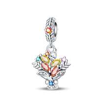 Silver Plated Charm Pinecone Pumpkin Honey Ginkgo Leaves Maple Autumn Series Beads Charm Pendant Ball Suitable For Bracelets DIY Women's Jewelry