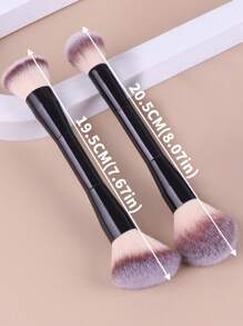 2支装专业双头面部化妆刷，散粉刷、腮红刷，化妆工具，柔软纤维，方便携带，旅行必备，粉底刷、遮瑕刷、腮红刷、修容刷、古铜粉刷、散粉刷、粉底刷、腮红刷 - 黑色 - 查看 8