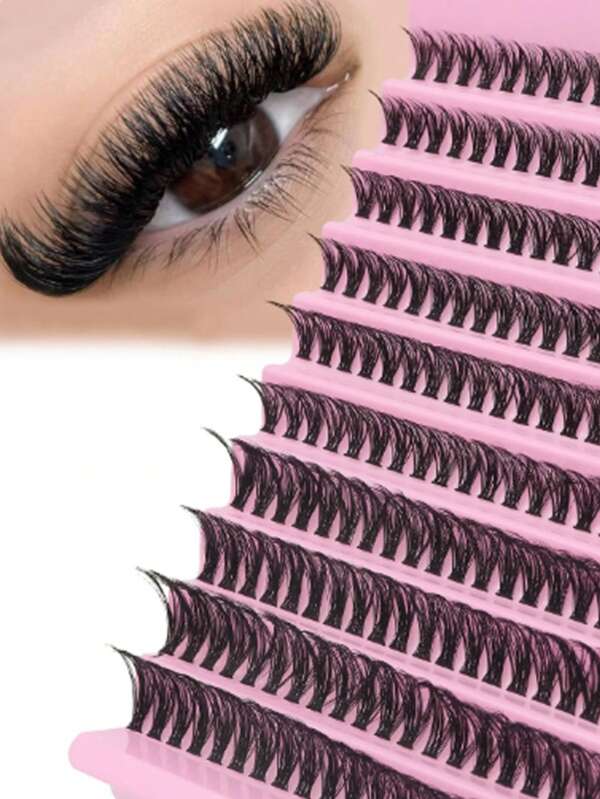 LIMEIKAI 200pcs 40D Mixed 10 Rows Natural Single Cluster False Eyelashes, D Curl 8-16mm Mixed Length, Soft & Lightweight, Suitable For Self-Lash Extension DIY, Handmade Faux Mink Lashes For Home Use, Easy To Apply, Suitable For Parties