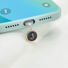 1pc Dust Plug Black Pendant With 26 English Initial Letters On Both Sides, Alphabet Phone Dust Plug Charging Port Dust Plug Compatible With Apple Interface Type-C Dust Plug