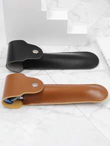 1pc Customized Razor Leather Case, Portable Shaver Storage Bag For Old-Fashioned Razor And Hair Removal Device - one-size - View 8