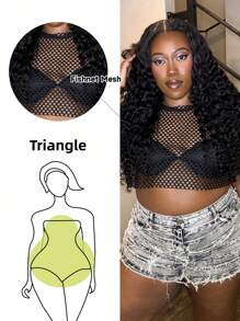 Truni Awkwardfatgirl Plus Fishnet Mesh Crop Top Without Bra, For Pear Triangle Body Shape