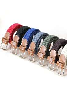 1 curea elastică țesută pentru bărbați, fără cataramă, potrivită pentru afaceri, serviciu, casual, călătorii, golf, toamnă elegantă, toamnă, Halloween