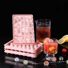 33-Grid Round Ice Cube Tray, Ice Ball Maker Mold, Mini Round Ice Cube Mold With Lid For Cocktail, Whiskey, Tea, Coffee, Great For Home Kitchen Use