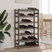 Portabottiglie Larryhot da 42 bottiglie in legno di pino massiccio grigio, bello e pratico, ideale per riporre e decorare la casa. - Grigio - Visualizzare 1