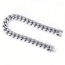1pc New Fashionable Twist Curb Chain Stainless Steel Bracelet For Men - Star - View 24