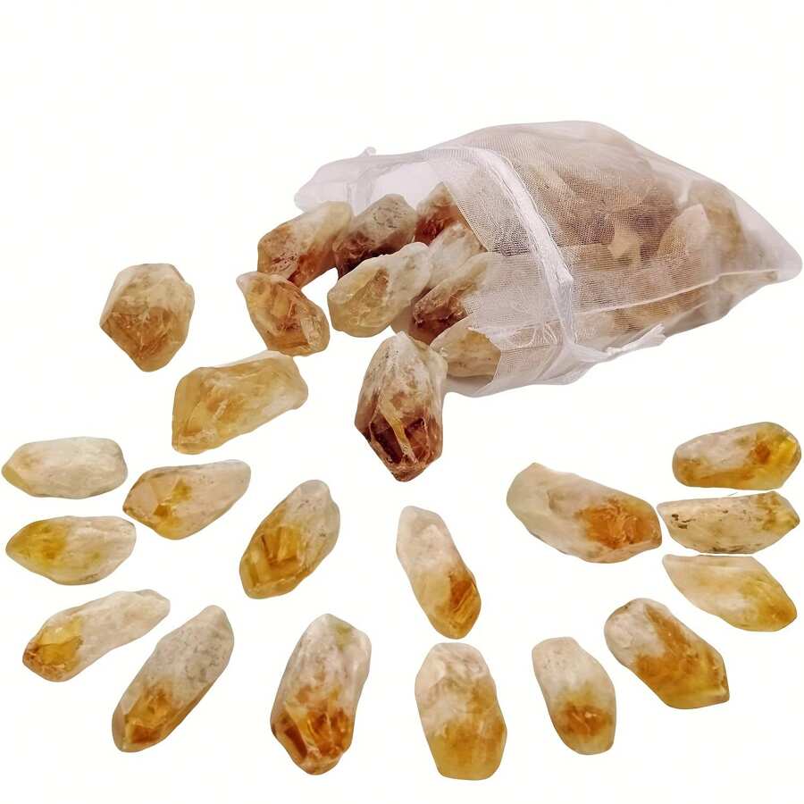 10 Pcs Citrine Yellow Crystal Rough Stone Natural Purple Gemstone Block Bulk Asymmetrical Small Raw Rock For Tumbling Crystal DIY Jewelry Making Rolling Ornaments Fish Tank Aquarium Terrarium Vase Filler Festival Gift For Girl Woman 1 Pc/5 Pcs/10 Pcs - Yellow - View 1