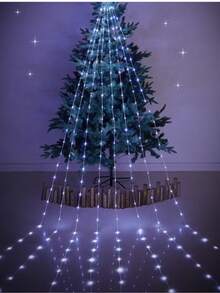 1 Packung 198 LED 5-zackige Sternfee-Lichterkette, Wasserfall-Lichter für Innen-Weihnachtsbaum, Außenbereich Dekoration - USB betriebene Weihnachtsdekoration Weihnachtsbaum Geschenkdekoration Thanksgiving Hochzeit Heim-Dekoration Herbst-Dekoration Geburtstagsdekoration für Geschenke Partyzubehör Innen Außen Garten Feiertags-Festival-Dekoration Halloween-Dekoration Wanddekoration Halloween-Ornamente