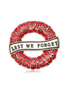 1 件“永志难忘”深红色罂粟花纪念胸针花环 - 珐琅水钻水晶钻石胸花，连衣裙配饰别针用于衣服包魅力学校，适合所有人，复活节，主题派对，愚人节，舞台表演，感恩节，万圣节，圣诞节，新年最佳生日情侣朋友礼物办公室配饰衬衫 - 彩色 - 查看 1