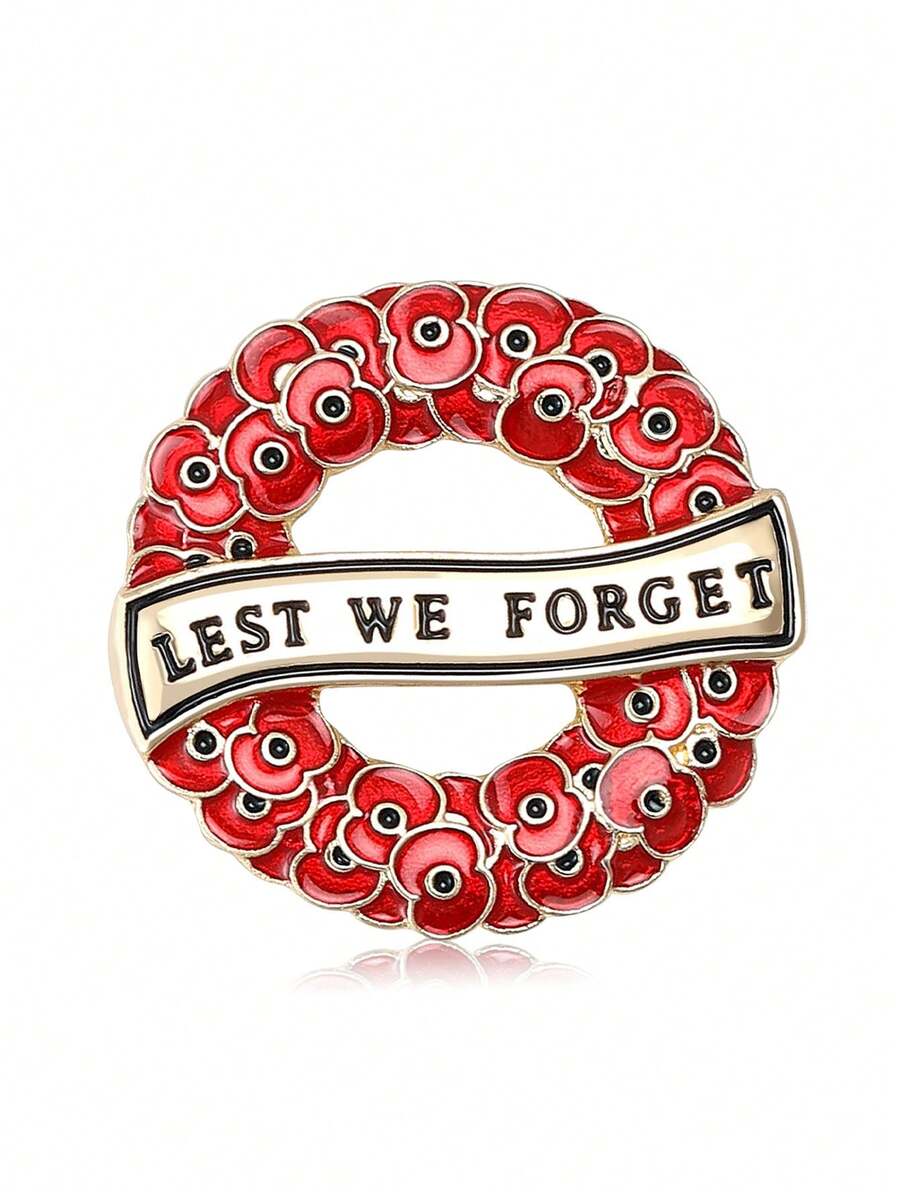 1 件“永志难忘”深红色罂粟花纪念胸针花环 - 珐琅水钻水晶钻石胸花，连衣裙配饰别针用于衣服包魅力学校，适合所有人，复活节，主题派对，愚人节，舞台表演，感恩节，万圣节，圣诞节，新年最佳生日情侣朋友礼物办公室配饰衬衫 - 彩色 - 查看 1
