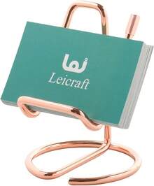 Soporte para tarjetas de visita para computadora, bonitos organizadores de tarjetas de metal y accesorios de computadora de oficina para hombres y mujeres (dorado) Adecuado para aprender, trabajar y enseñar en el aula. - Oro rosa vertical - Ver 10