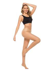 6条装女士纯色超薄透明连裤袜，性感丝袜，舒适 - 彩色 - 查看 5