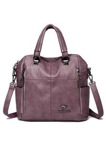 Bolsa de Ombro Transversal de Couro Macio de Grande Capacidade para Mulheres, Bolsa Feminina da Moda, Mochila de Couro Macio Multifuncional