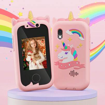 RIVGOT 1 件儿童一体式便携式智能学习手机玩具，适合 3-12 岁男孩和女孩，配备双摄像头、触摸屏和教育游戏，非常适合儿童返校或生日礼物