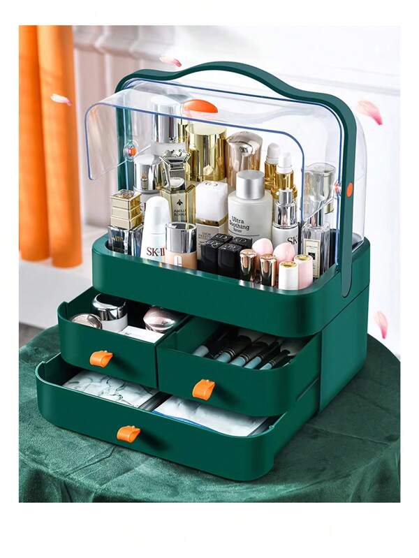 Organizador de cosméticos para escritorio, cajón del tocador, estantería para joyas, de alta calidad, gran capacidad, organizador de cuidado de la piel, organizador de cosméticos para encimera, totalmente abierto, tapa impermeable, portátil