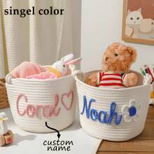 Cestino personalizzato con nome. Cestino per cosmetici. Cestino personalizzato fai-da-te con nome, cestino di corda per riporre oggetti vari, giocattoli, cosmetici, cuccia per animali domestici. Regalo creativo personalizzato per San Valentino e compleanno (senza confezione regalo) - Bianco - Visualizzare 2