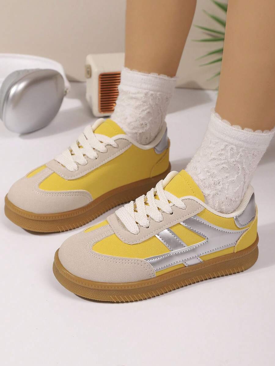 1 Pair Kids' Fashionable Colorblock Sports Shoes, Design Suitable For Boys & Girls, Versatile For Party, Gathering, Travel & Vacation