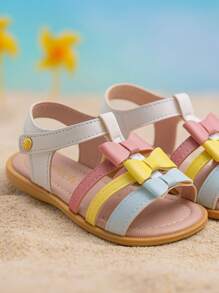 coffee with milk children's shoes Delicate Children's Sandals With Colorful Bows - Coffee With Milk
