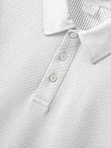 1 pieza Camisa polo casual de negocios para hombre con patrón bordado elegante, tela cómoda adecuada para golf, tenis, viajes al aire libre, ocio, gran regalo para hombres - Blanco - Ver 5