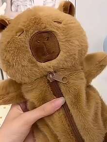 1 PC Capybara Plush Pencil Case, Soft And Cute, Creative Girl, Niche Student Stationery, Desktop Pencil Storage Bag