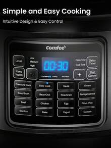 COMFEE' 16 In 1 Electric Pressure Cooker Instant Multi Cooker Olla De Presion Non-Stick Pot Yogurt Maker Rice Cooker Slow Cooker Sauté Steamer 8 Quarts Stainless Steel - 查看 6