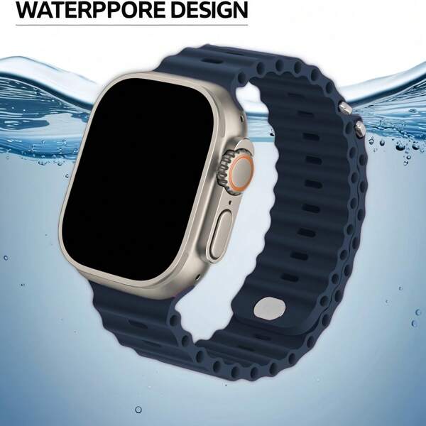 1pc Unisex Sports Ocean-Style Strap Compatible With 49mm, 46mm, 45mm, 44mm, 42mm, 41mm, 40mm, 38mm Apple Watch Bands Ultra, SE, Series 10/9/8/7/6/5/4/3/2/1