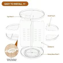 Makeup Organizer 360 - Degree Rotating, Adjustable Makeup Storage, 7 Layers Large Capacity Cosmetic Storage Unit, Fits Different Types Of Cosmetics And Accessories, Plus Size - 加大號 + 壓克力透明 - 查看 3